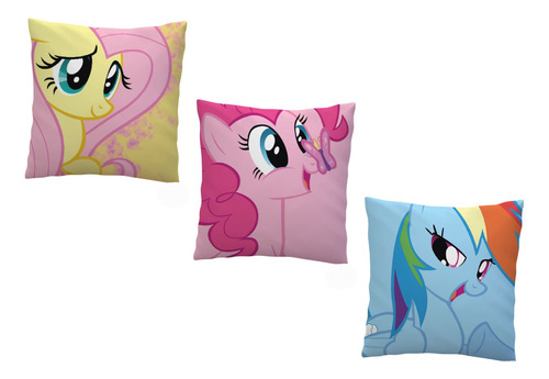 3 Almohadones 30x30 My Little Pony Pinkie Pie Rainbow Dash