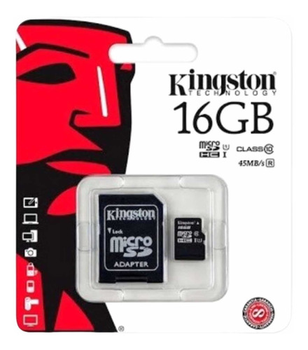 Memoria Micro Sd 16gb Kingston + Adaptador