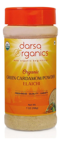 Darsa Organics Polvo De Cardamomo Verde | Tarro Pet De Grado