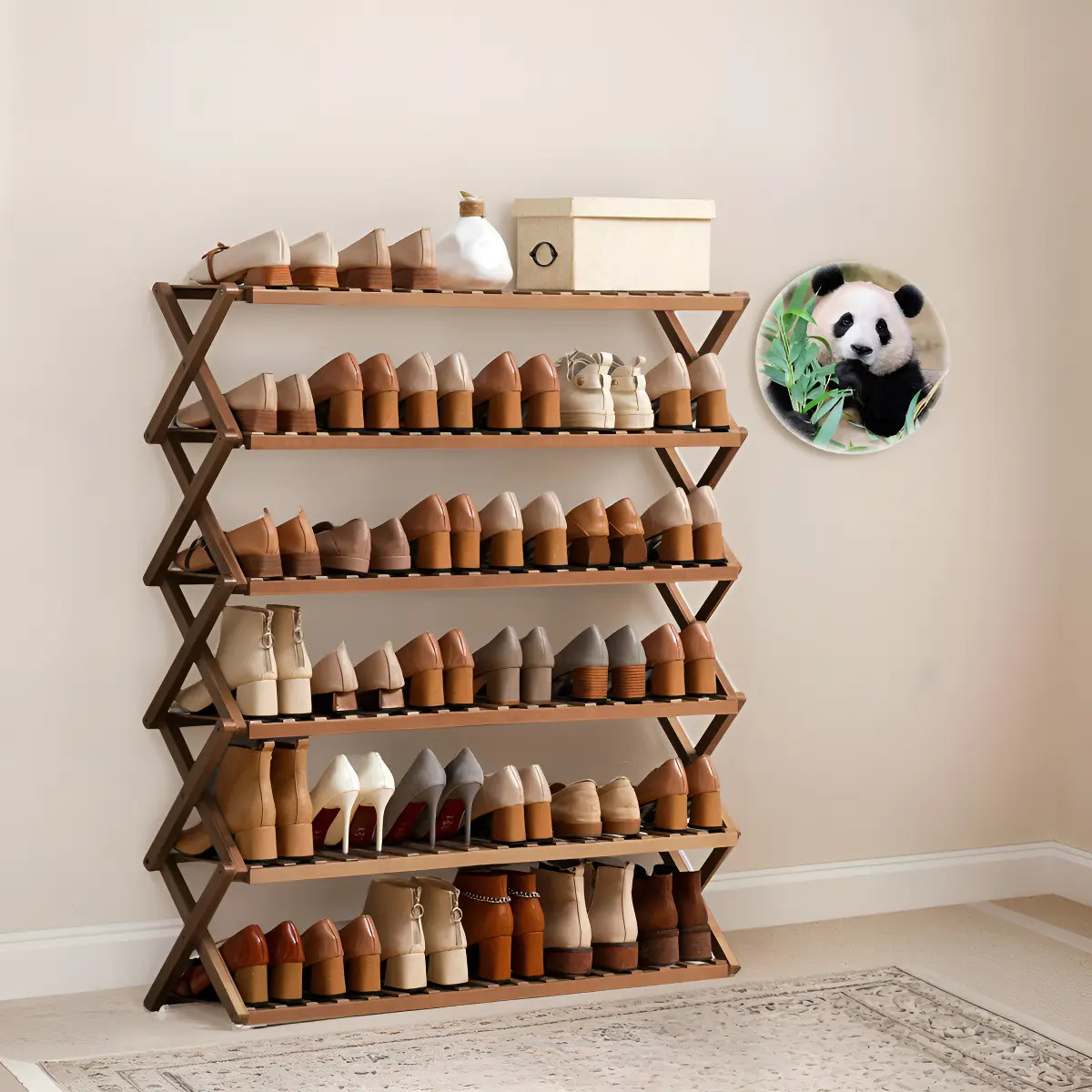 Almacenamiento Zapatos Zapateras 6 Piso Bamboo Organizador Color Madera