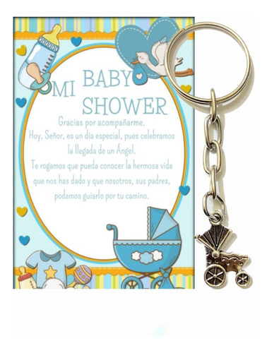 50 Llaveros Recuerdos Fiesta Baby Shower Con Tarjeta