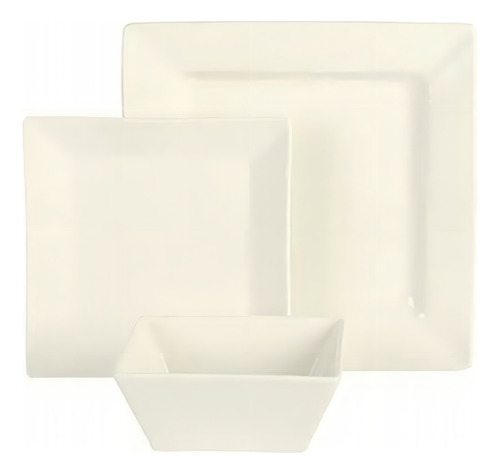 Gibson Home Zen Buffet 138590.24r Vajilla Cuadrada Dura De Color Blanco (cuadrado Duro)
