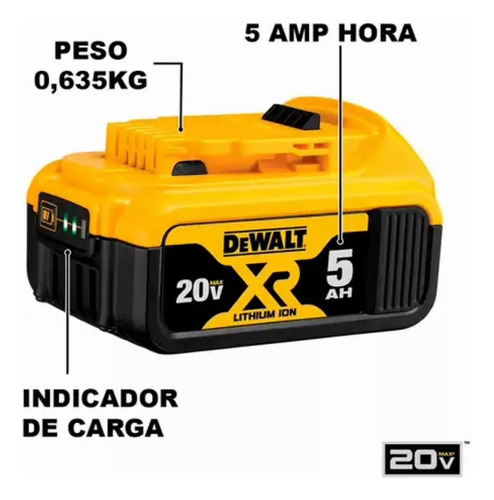 Martelete Plus Brushless Dch263 + Carreg Dewalt + 1 Bat 5ah
