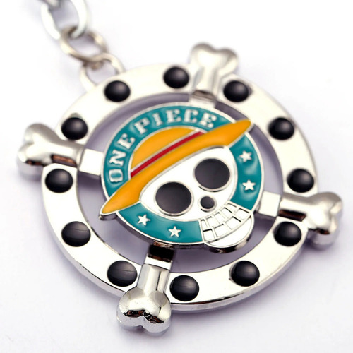 One Piece - Llavero Calavera Giratorio Monkey D. Luffy Color Plateado