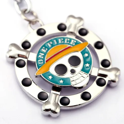 One Piece - Llavero Calavera Giratorio Monkey D. Luffy Color Plateado