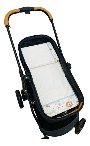 Capa Para Colchão De Carrinho Com Fronha Para Bebê Estampado Cor 2092-safari Azul