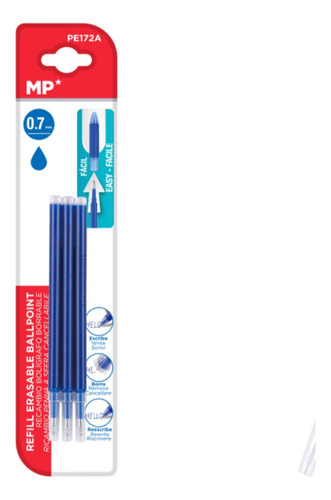 Recambio Para Boligrafo Borrable Azul 3uds Exterior Transparente