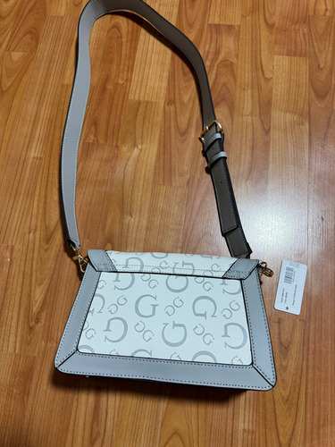 Crossbody Guess Original Blanco Floreado Níquel Gris
