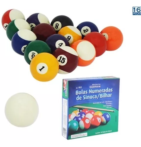 Jogo de bolas sinuca numerada importada (15 + 1 branca) - DVP