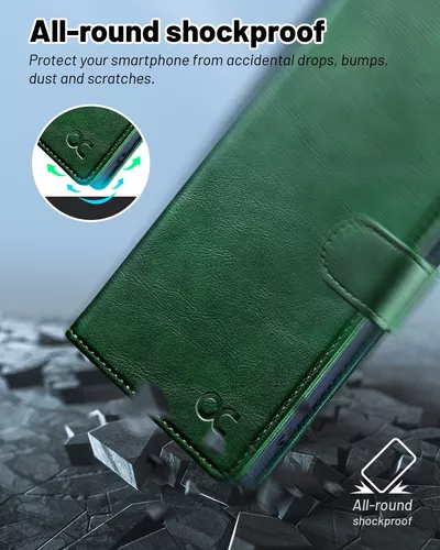 OCASE Funda compatible con Galaxy S23 Ultra 5G, funda de piel sintética con  tapa y soporte para tarjetas con bloqueo RFID [carcasa interior de TPU a