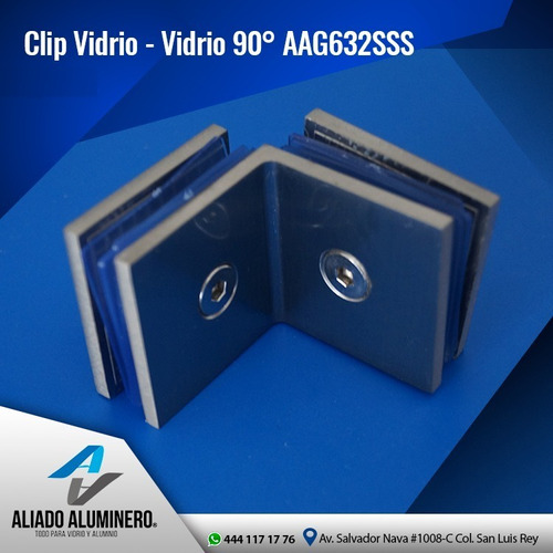 Clip Vidrio - Vidrio A 90° Satin