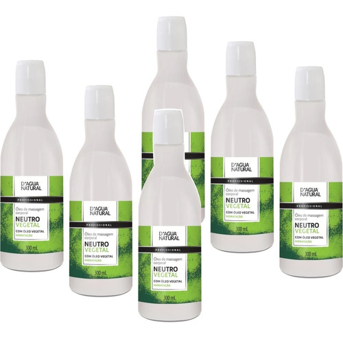 6un Oleo Massagem Neutro Vegetal 300ml Dagua Natural Vegano