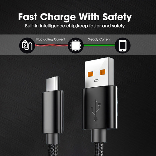 Cable Micro Usb De 2 M Y 6 A Para Teléfono De Carga Rápida,