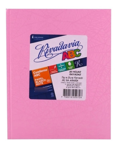Cuaderno Rivadavia Abc Rayado Rosa X 48 Hojas 19x23.5 Cm