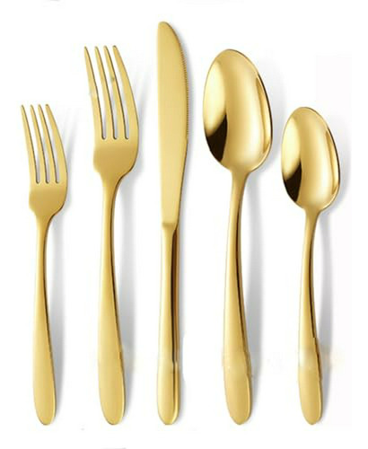 Set Cubiertos Oro Plata 20 Piezas Acero Inoxidable