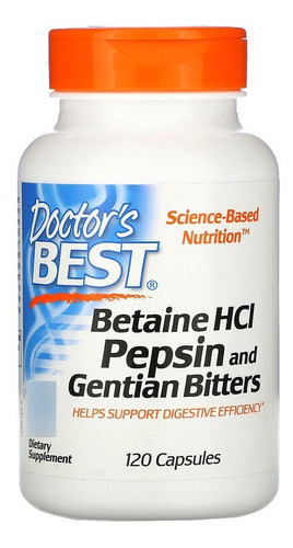 Betaína Hcl 650mg Pepsina Genciana 120 Cap Now Doctor's Best