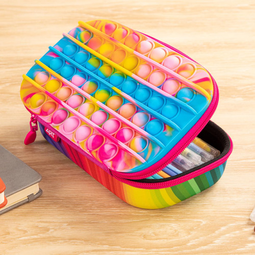 Caja De Lápices Pop Arcoíris Estuche Sensorial De Silicona
