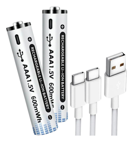 2x Pilas Aaa Recargables Usb 3a