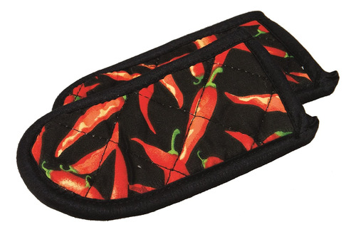 Set De 2 Manoplas Para Horno Lodge 2hh2, A Rayas, Negro/rojo