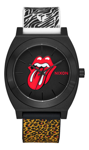 Reloj Nixon Rolling Stones Unisex Casual Analógico Teller Color De La Correa Negro / Animal Print