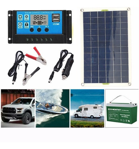 100w Panel Solar 20a Controlador Lcd 12v Cargador De Baterí