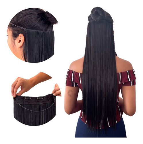 Aplique De Cabelo Fio Invisível Tiara Magica Human Hair Weng