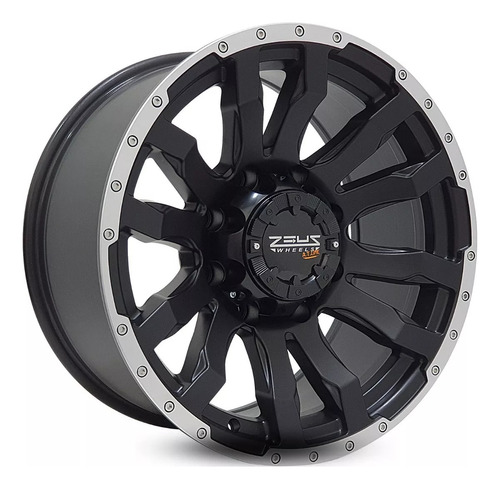 Roda Nissan Frontier Aro 20 6x114 Off Road Zwat2 / 4 Rodas Cor Preta Diamantada Fosca