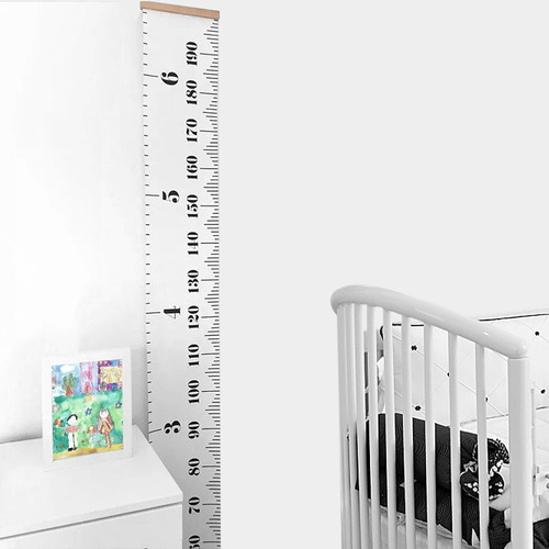 1PCS 8 x 79 Regla de tabla de crecimiento de beb/és para ni/ños Regla de pared de lona extra/íble Tabla de medida de altura Pintura de flores Reglas colgantes Decoraci/ón de la sala de pared