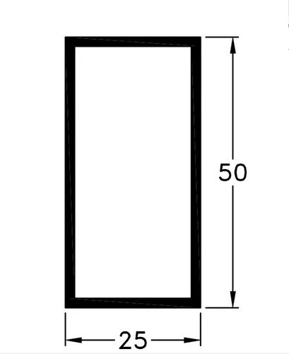 Perfil De Aluminio Tubo Rect 50x25mm Blanco - Largo X 2 Mts
