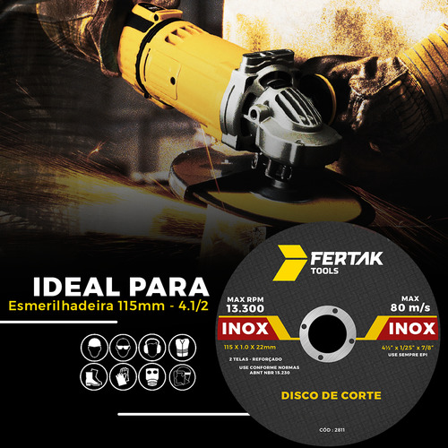 10x Disco Corte Fino Inox Esmerilhadeira 4.1/2 X 1,0 X 115mm