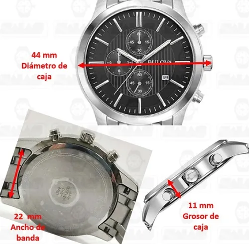 Reloj Bulova 96b304 Hombre Acero Inoxidable Fechador Full Cuotas