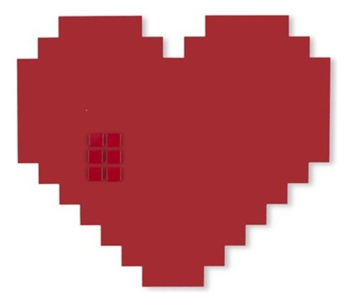 Placa Coração Vermelho Pixel Em Aço Geguton