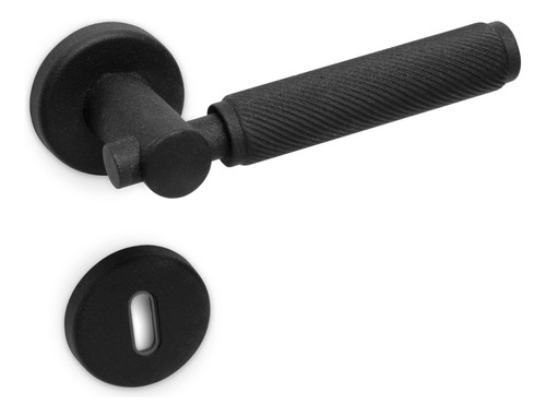 Manija Giratoria / Manija Sola Picaporte Negro Moleteado Mano Derecha