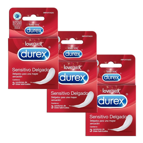 Durex Sensitivo Delgado Pack 9 Condones Preservativos Látex