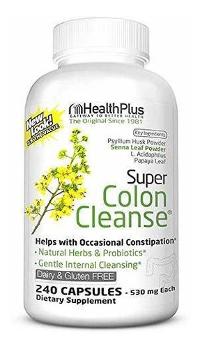 Health Plus Inc., Súper Colon Cleanse, 500 Mg, 240 Cápsulas 