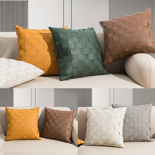 (gy) Almofada American Throw Para Estojo Solid Woven Lea