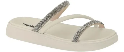 Moleca Sandália Papete Chinelo Birken Feminina Moleca Tira Strass
