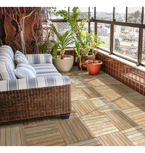 Deck Madeira Modular 35x35 Natural Área Interna E Externa