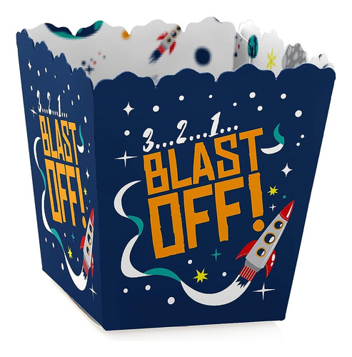 Blast Off To Outer Space - Party Mini Favor Boxes - Rocket S