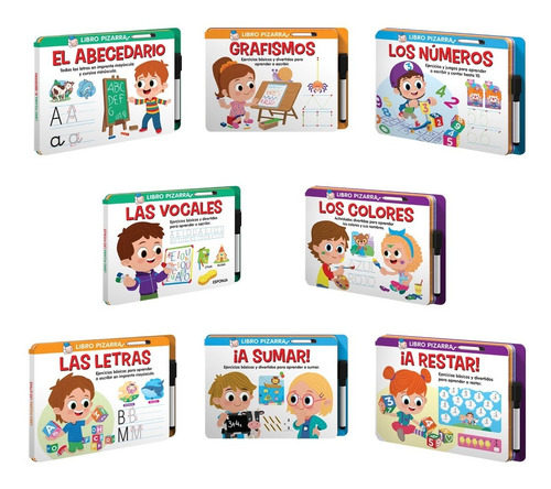 Set 1 De 8 Libros Pizarra Actividades Lúdicas Y Educativas