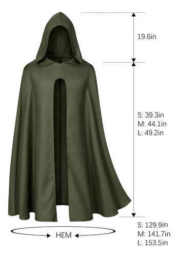 Capa Medieval Renacentista Con Capucha Disfraz Halloween
