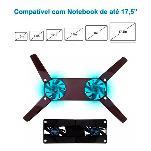 Suporte Base Notebook Com Cooler Usb De Ventilação