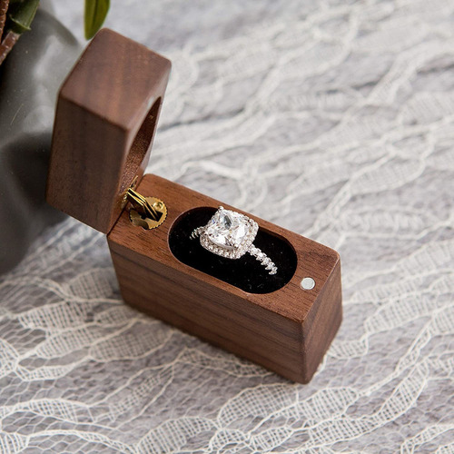 Caja De Anillos De Madera Para Compromiso, Propuesta Y Boda