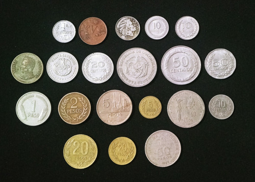 Colección 20 Monedas Antiguas De Colombia, Diferentes Años. 