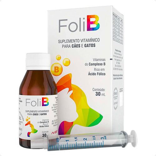 2 Foli B Suplemento Vitamínico Avert Para Cães E Gatos 30 Ml