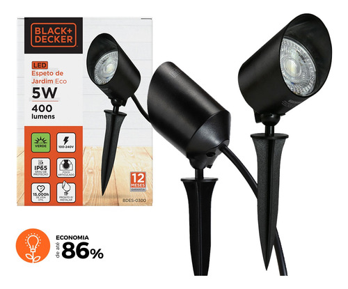 Espeto Led Jardim 5w Verde Prova D`água Black & Decker