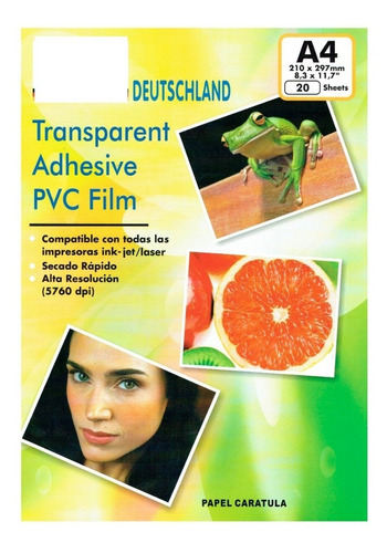 Papel Film Adhesivo Transparente A4 - 20 Hojas