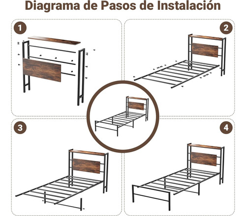 Base Cama Individual Con Cabecera Y Almacenamiento Para Dorm