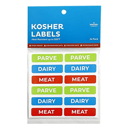 Etiquetas Kosher, 8 Productos Lácteos Azules, 8 Carnes Rojas