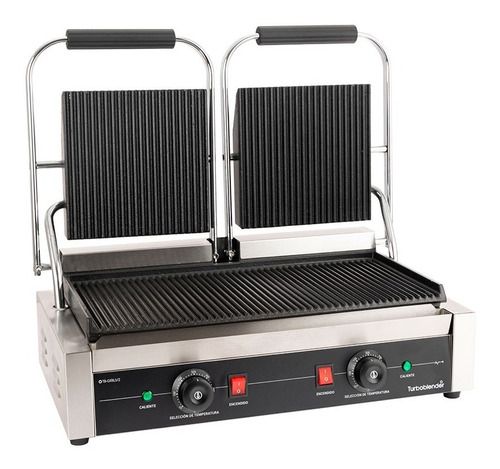 Plancha Doble Contacto Grill Panini Turboblender Tb-grillv2 Color Gris